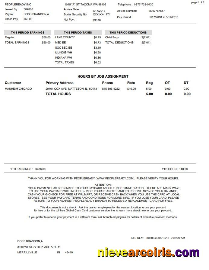 Peopleready Paystub